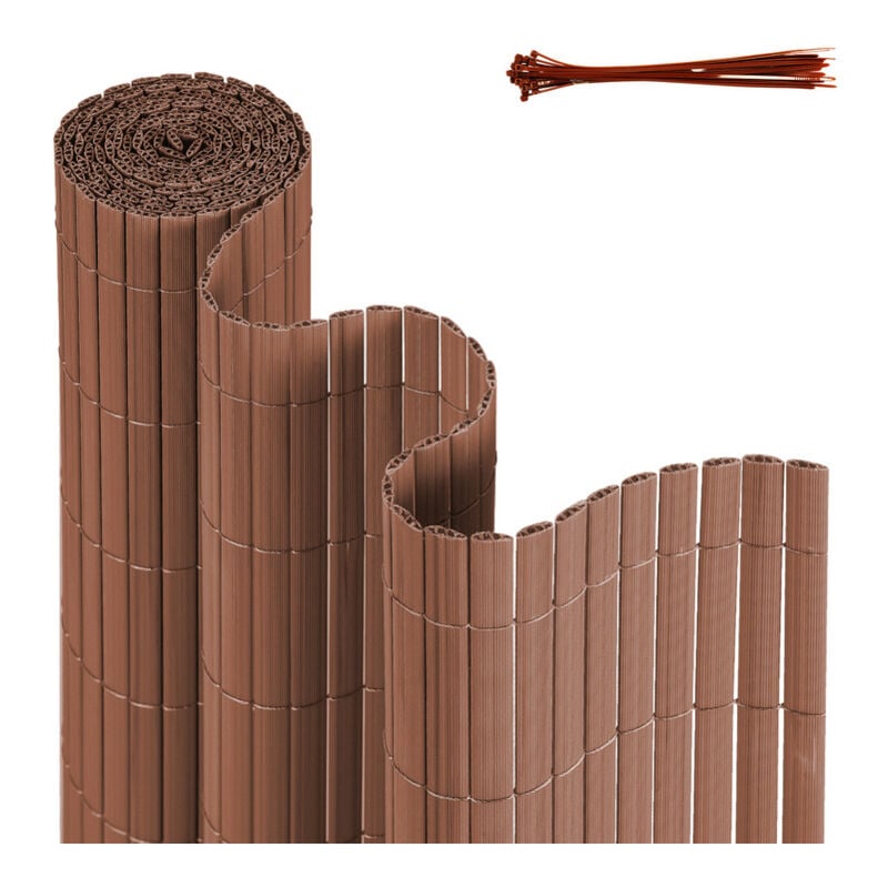 foto del prodotto canisse in pvc canisse in pvc per il giardino, il balcone e la terrazza. recinzione frangivento per balconi marrone 140 x 400cm swanew