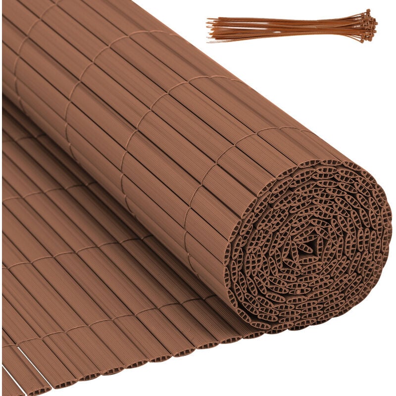 foto del prodotto canisse in pvc canisse in pvc per il giardino, il balcone e la terrazza. recinzione frangivento per balconi marrone 140 x 900cm swanew
