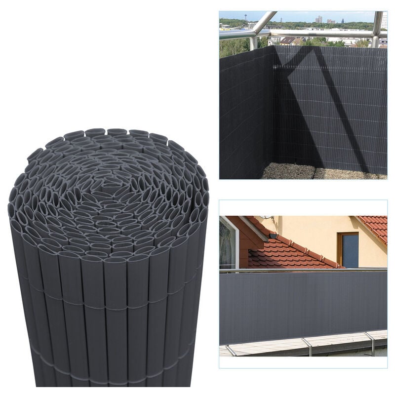 foto del prodotto canisse in pvc, schermo da giardino, piscine, recinzione in pvc resistente ai raggi uv grigio 140 x 400cm swanew