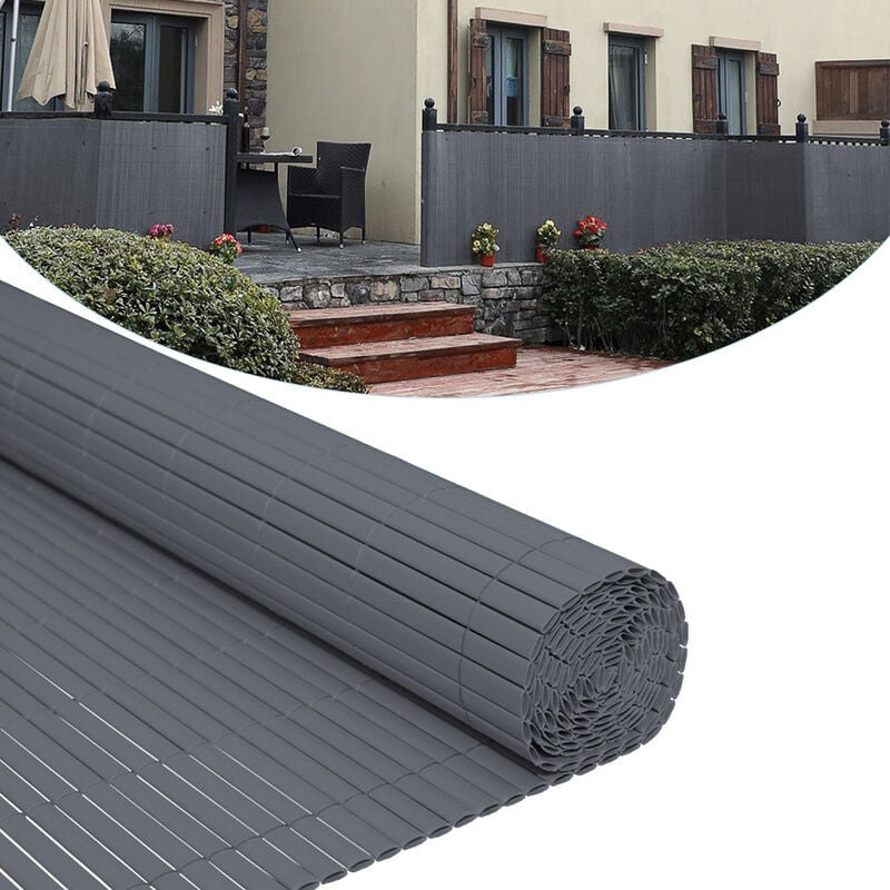 foto del prodotto canisse in pvc, schermo da giardino, piscine, recinzione in pvc resistente ai raggi uv grigio 80 x 500cm swanew