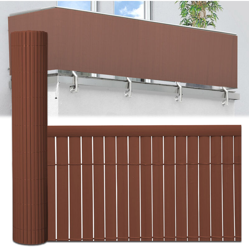 foto del prodotto canisse in pvc, schermo da giardino, piscine, recinzione in pvc resistente ai raggi uv marrone 140 x 400cm swanew