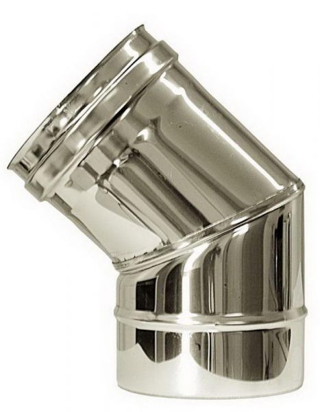 foto del prodotto canna fumaria parete doppia coibentata inox aria dn 080 100 curva 45 tubo acciaio 316