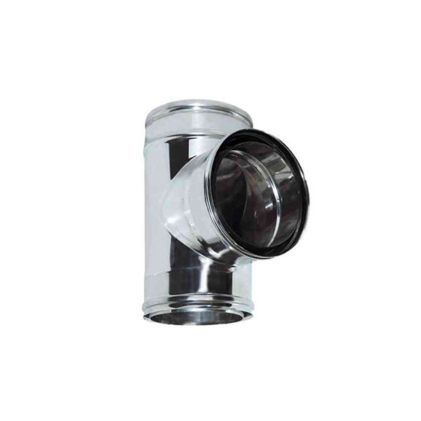 foto del prodotto canna fumaria parete doppia coibentata inox aria dn 080 100 raccordo t 90 ridotto 80 parete singola tubo acciaio 316
