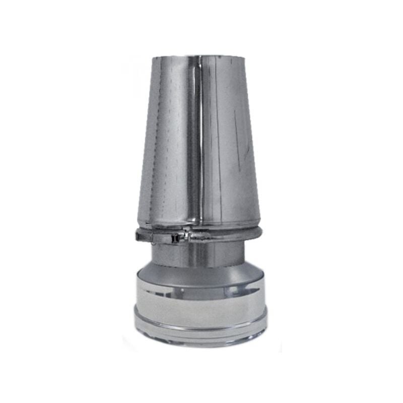 foto del prodotto canna fumaria parete doppia coibentata inox terminale cappello conico dn 80 130