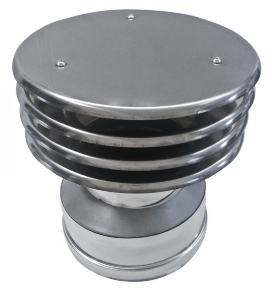 foto del prodotto canna fumaria parete doppia coibentata inox terminale cappello lamellare dn 100 150