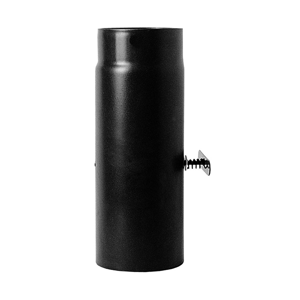 foto del prodotto canna fumaria tubo 0,25 mt con serranda dn 130 smaltato nero 600 gradi stufa legna ce made in italy