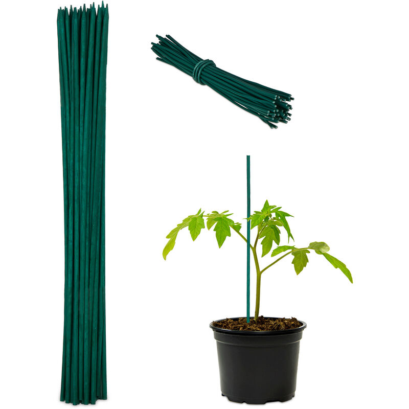 foto del prodotto canne di bamb 30 cm, set 50 bastoni 5 mm , paletto sostegno per piante rampicanti o decorazione, verdi relaxdays