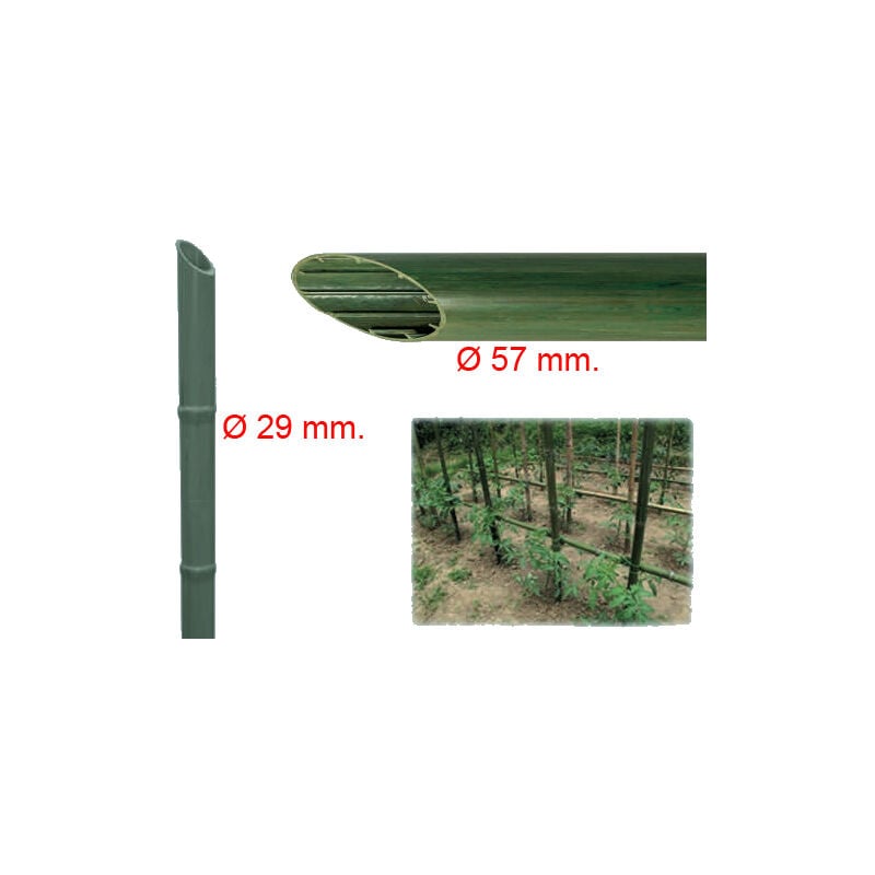 foto del prodotto cannetta in plastica riciclata effetto bamb tutore per giardinaggio ed agricoltura 29 mm x h 180 cm confezione da 1 pezzo