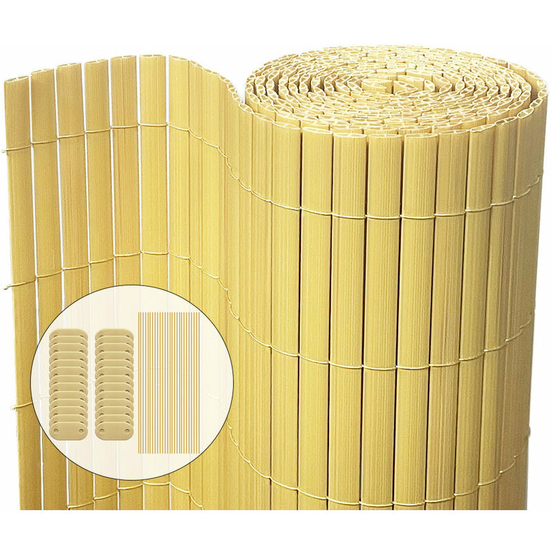 foto del prodotto canniccio pvc frangivista recinzione 90x300cm con supporto centrale, arella doppia schermo privacy, bamb vounot