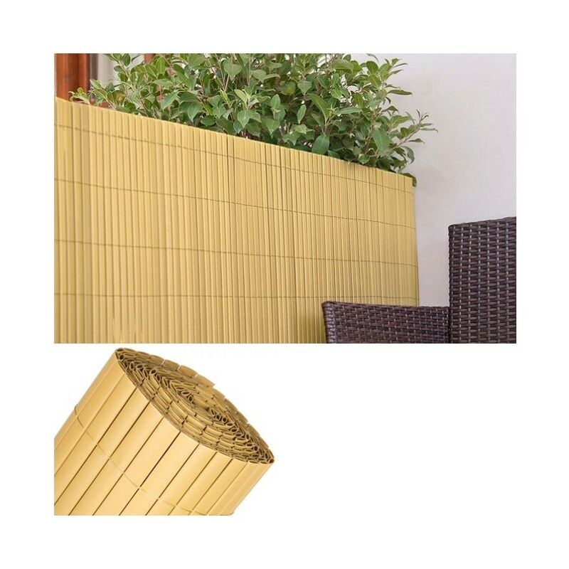 foto del prodotto canniccio pvc recinzione recinto balcone frangivento doppio 1 x 3 m, naturale, per giardini e balconi, frangivento