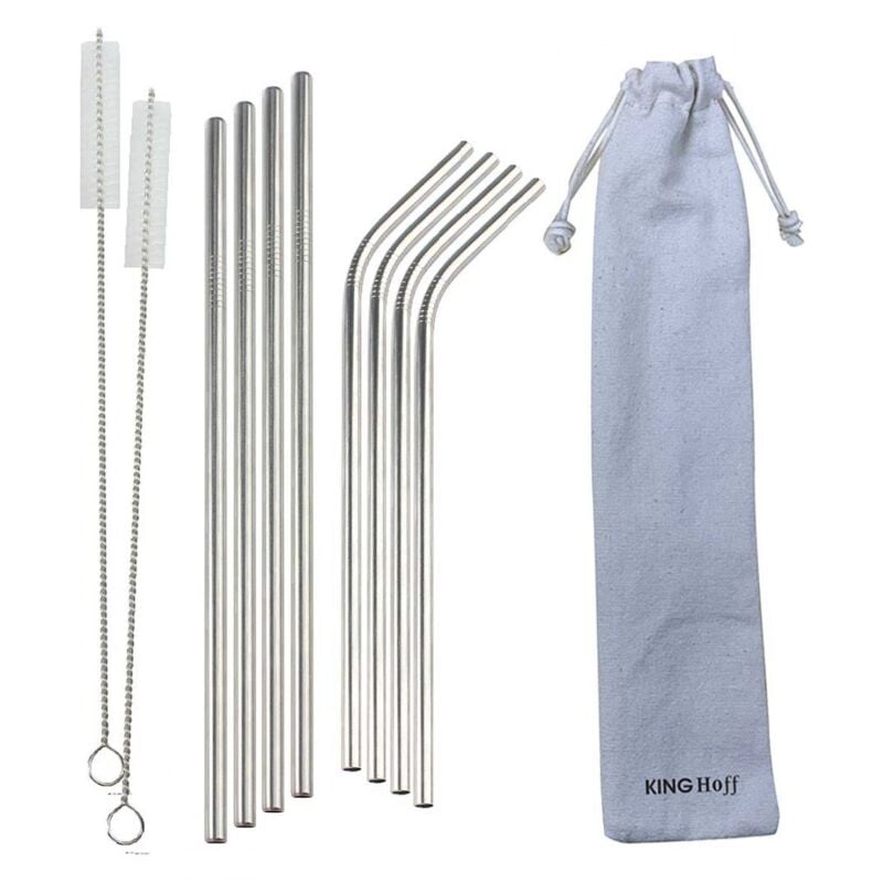 foto del prodotto cannucce in metallo per bibite kinghoff 8 pz. caso kh 1357