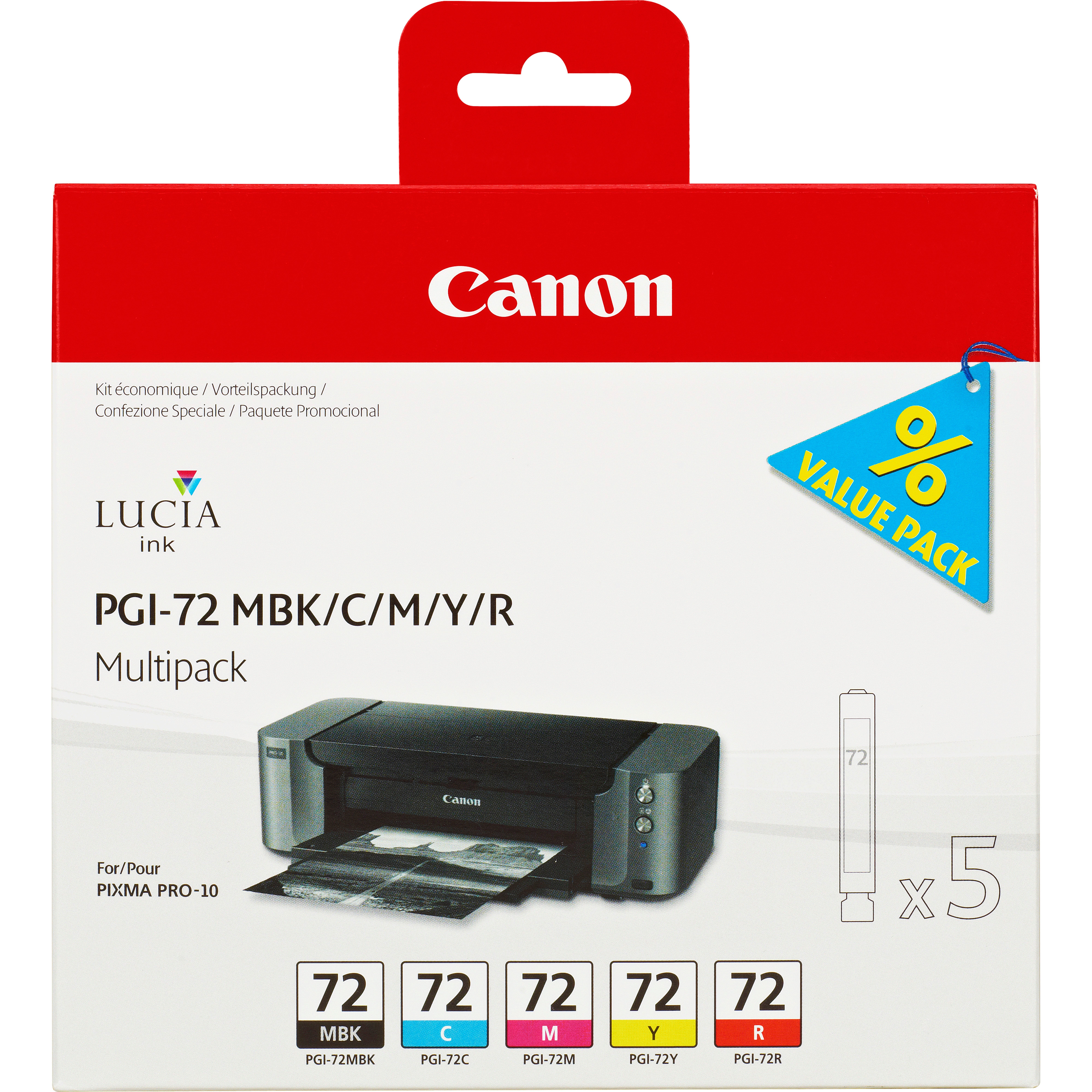 foto del prodotto canon 5 cartucce d inchiostro multipack pgi 72 mbk c m y r