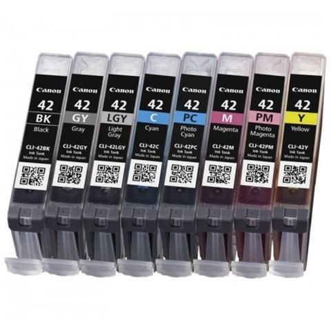 foto del prodotto canon 8 cartucce d inchiostro multipack cli 42 bk gy lgy c m y pc pm