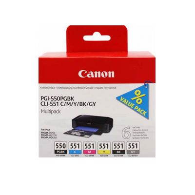 foto del prodotto canon cartuccia d inchiostro multipack pgi 550 pgbk cli 551 bk c m y gy