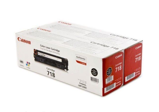 foto del prodotto canon crg 718 bk vp cartuccia toner 2 pz originale nero