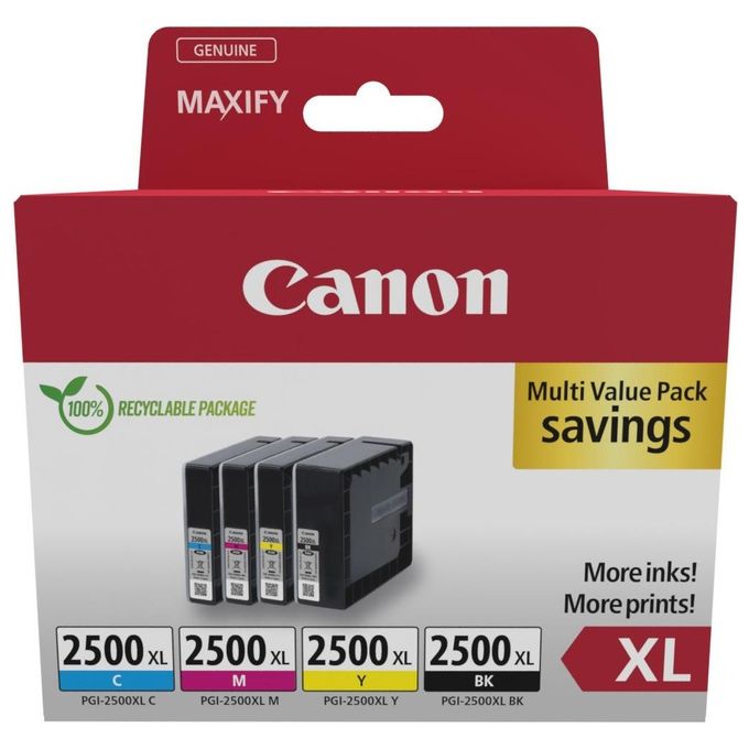 foto del prodotto canon pgi-2500 xl bk-c-m-y cartuccia d'inchiostro confezione multipla