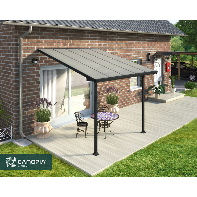 foto del prodotto canopia feria pergola addossata in alluminio 3x3 m grigio