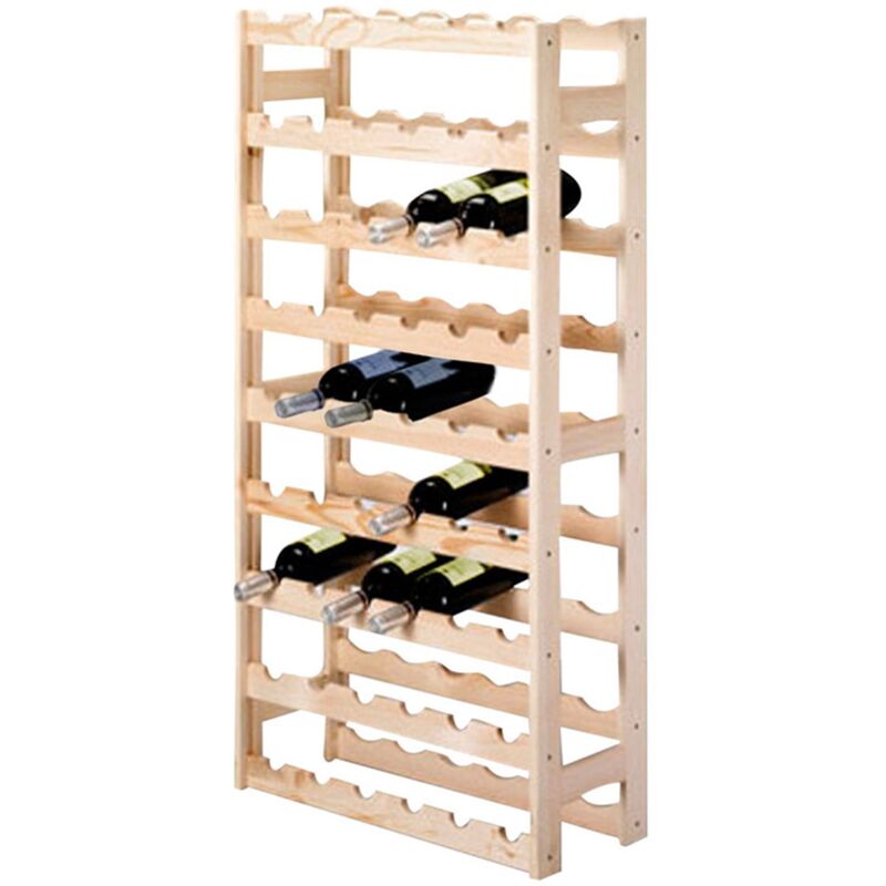foto del prodotto cantinetta in legno di pino con listelli da 16 mm per bottiglie di vino 42 posti