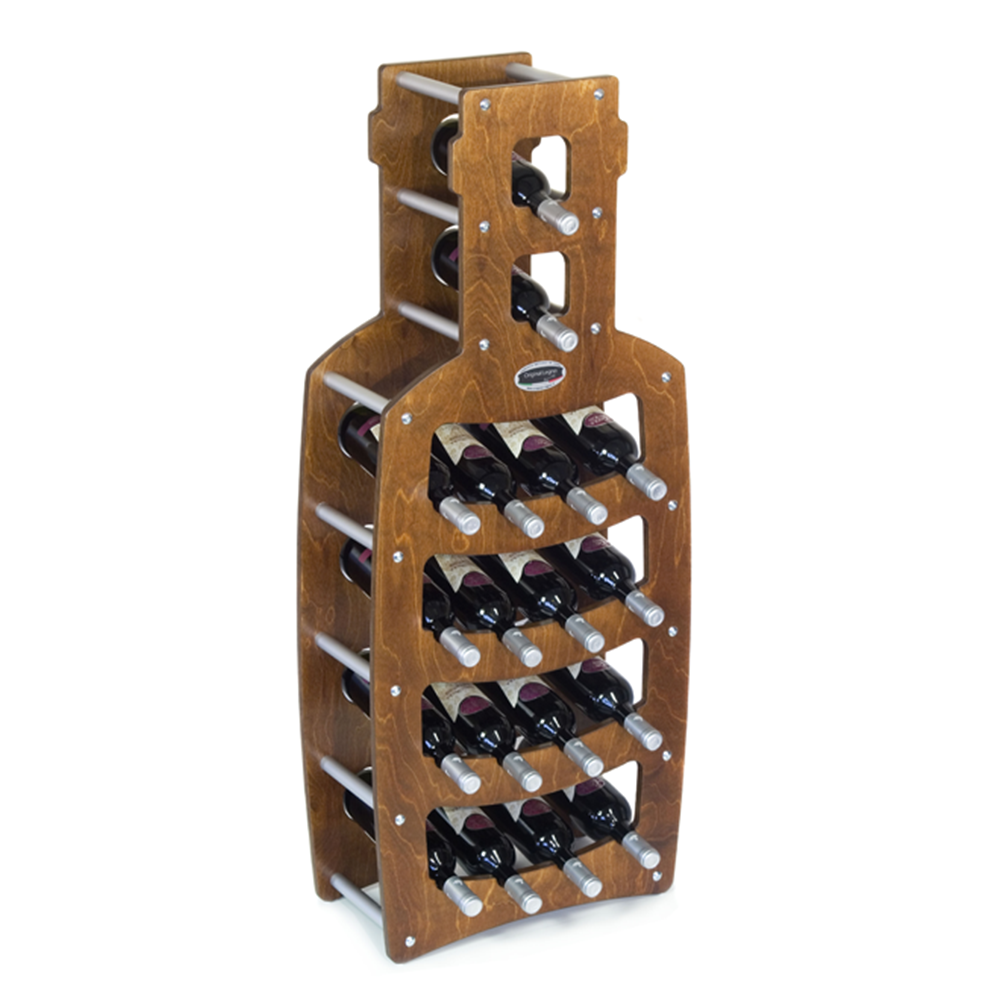 foto del prodotto cantinetta in legno porta bottiglie vino modello bottiglia 18 bottiglie finitura noce l.50 x p.25 x h.120 100 fabbricato in italia