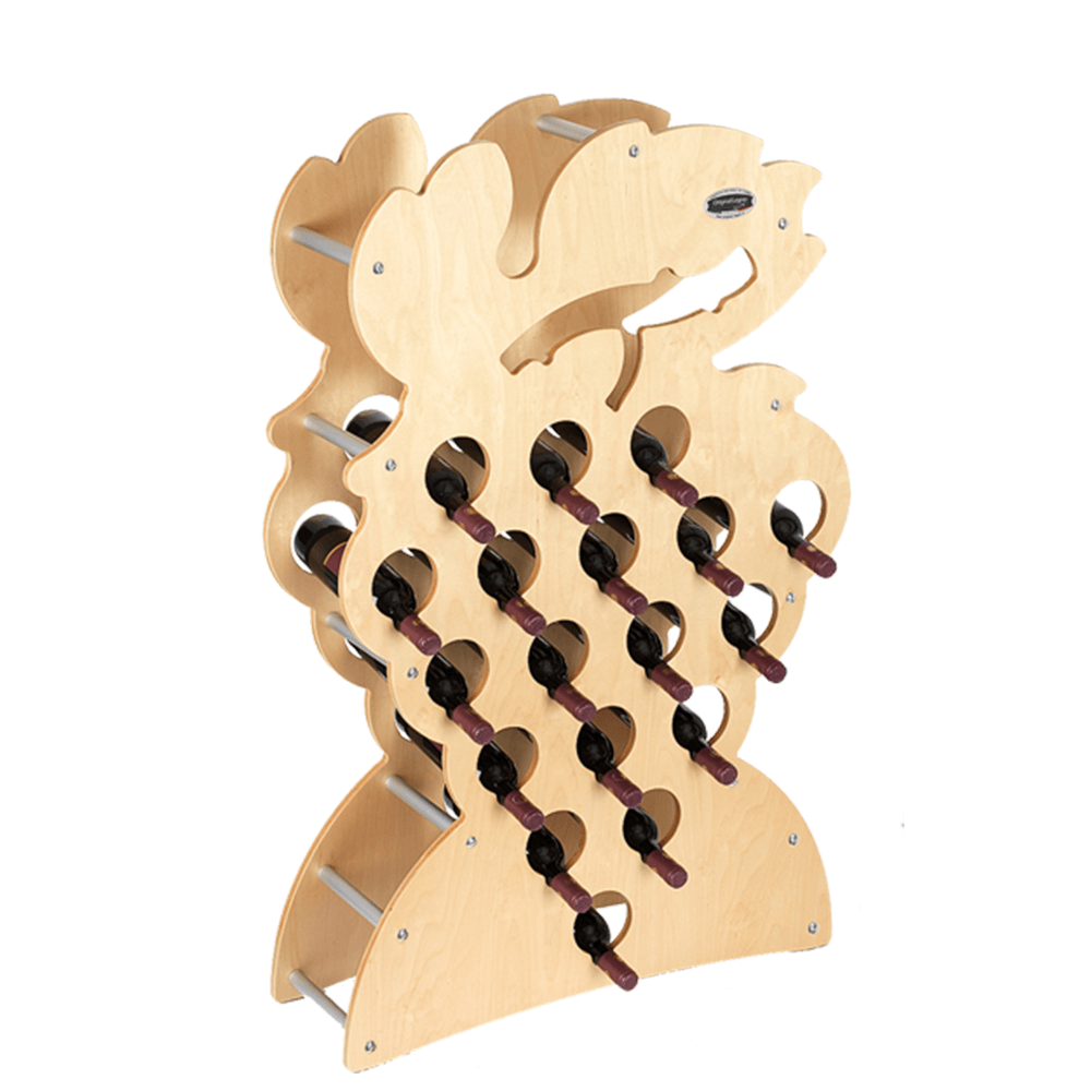 foto del prodotto cantinetta in legno porta bottiglie vino modello grappolo 18 bottiglie finitura acero l.75 x p,25 x h.120 100 fabbricato in italia