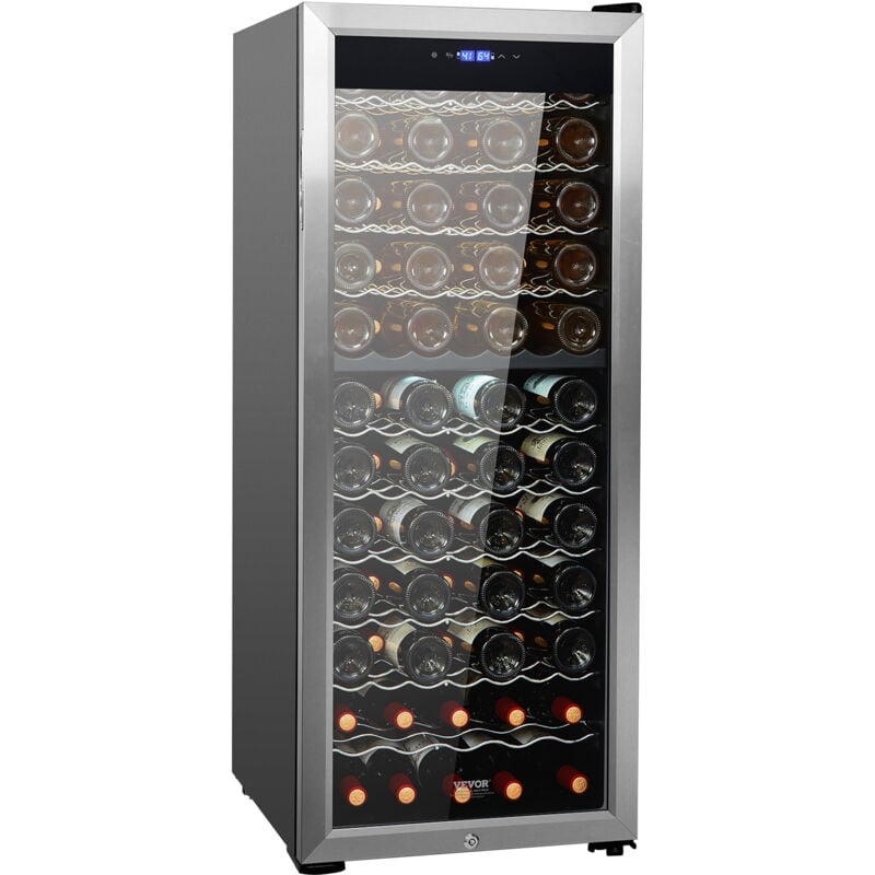 foto del prodotto cantinetta per vini capienza da 80 bottiglie, cantinetta portabottiglie doppia zona, frigo con raffreddamento ad aria circolante controllo digitale,