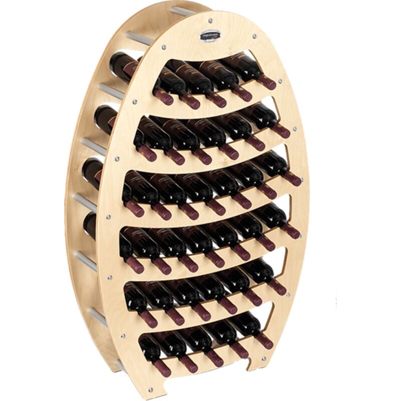 foto del prodotto cantinetta portabottiglie in legno scaffale mobile per bottiglie vino made in italy mod. botte acero b.36 l75 x p25 x 120h
