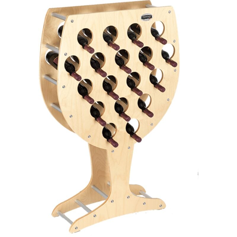 foto del prodotto cantinetta portabottiglie in legno scaffale mobile per bottiglie vino made in italy mod. calice acero b.18 l75 x p25 x 120h