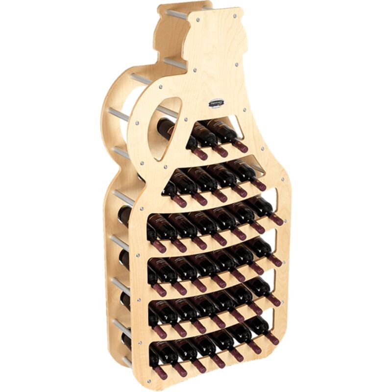 foto del prodotto cantinetta portabottiglie in legno scaffale mobile per bottiglie vino made in italy mod. fiasco acero b.36 l75 x p25 x 150h