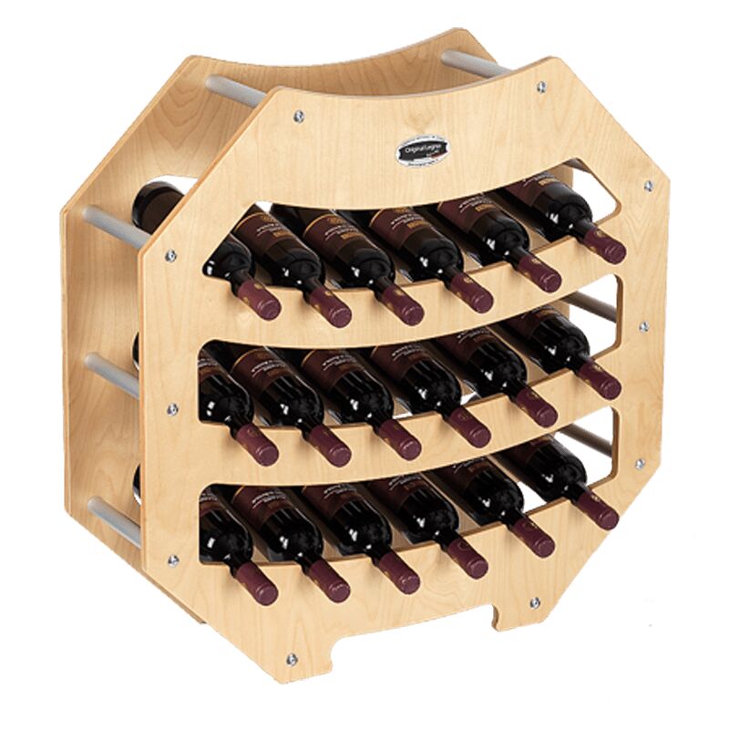foto del prodotto cantinetta portabottiglie in legno scaffale mobile per bottiglie vino made in italy mod. ottagono acero b.18 l75 x p25 x 75h