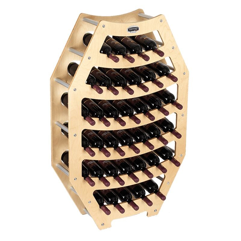 foto del prodotto cantinetta portabottiglie in legno scaffale mobile per bottiglie vino made in italy mod. ottagono acero b.36 l75 x p25 x 120h