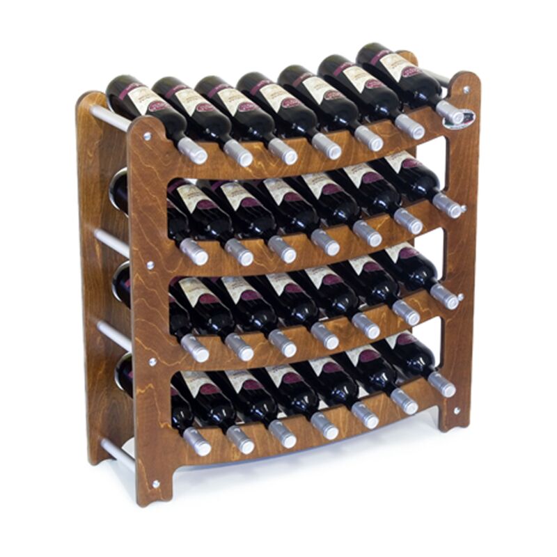 foto del prodotto cantinetta portabottiglie in legno scaffale mobile per bottiglie vino made in italy mod. syrah noce b.28 l75 x p25 x 75h