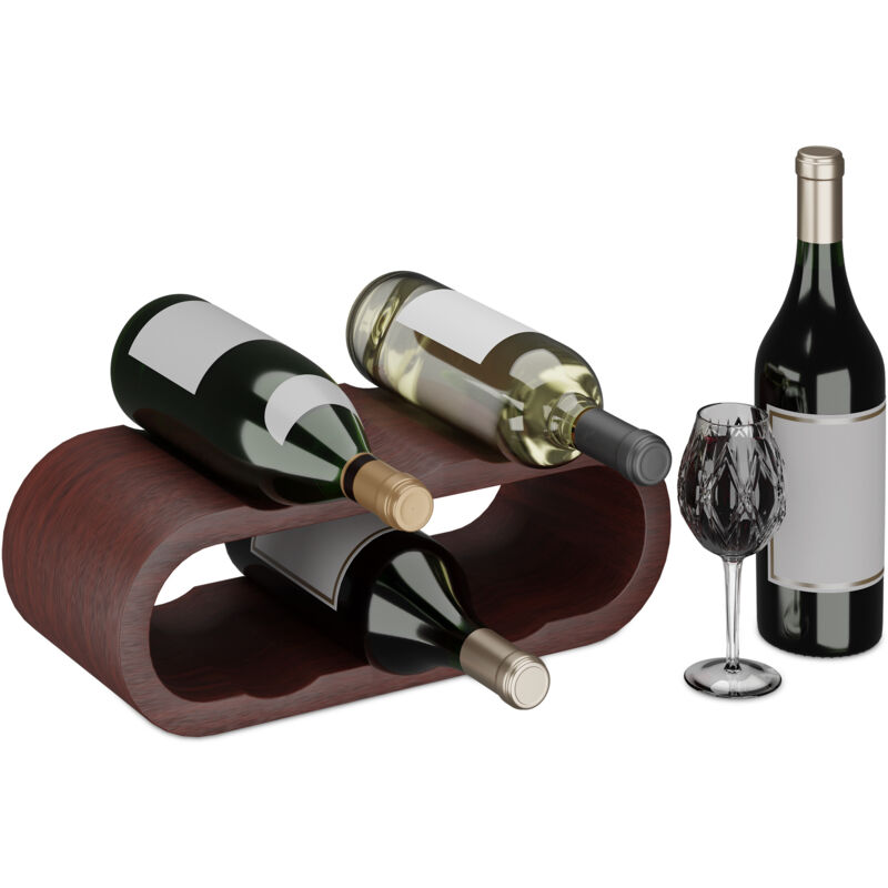 foto del prodotto cantinetta portabottiglie, scaffale 6 bottiglie di vino in orizzontale, hlp 13x38,5x16 cm, mensola in legno relaxdays