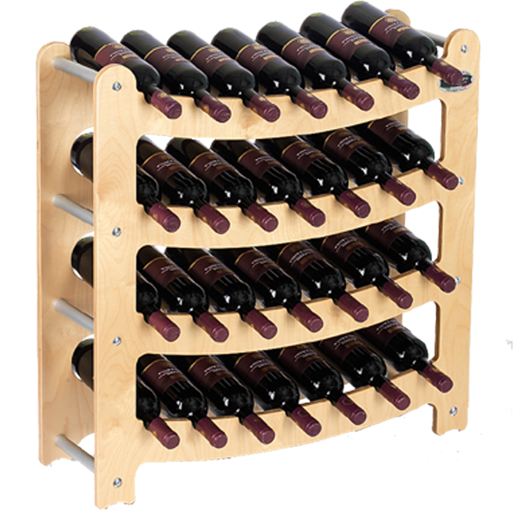 foto del prodotto cantinetta - sovrapponibile- in legno porta bottiglie vino modello syrah 28 bottiglie finitura acero l.75 x p.25 x h.75 100 fabbricato in italia