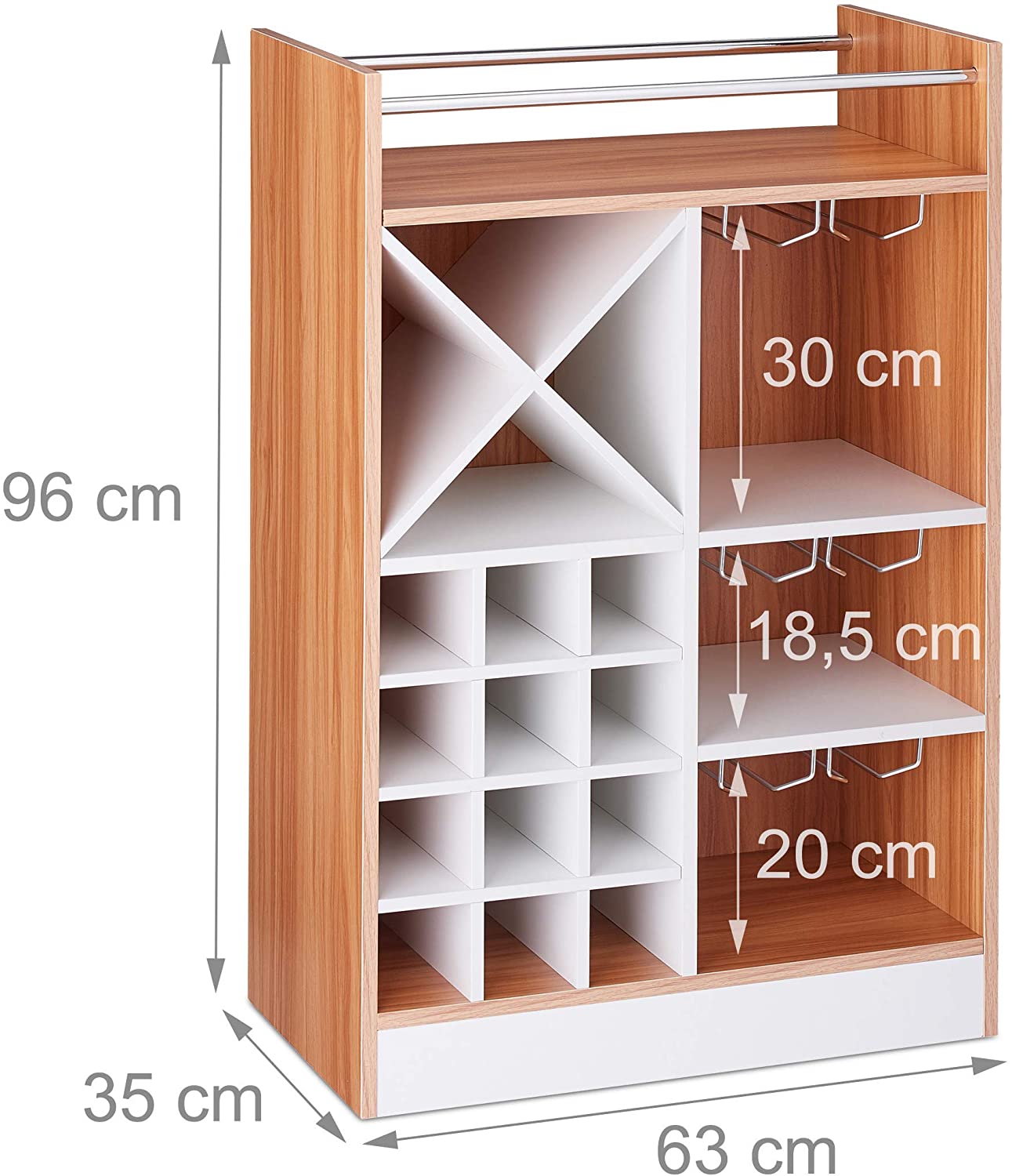 foto del prodotto cantinetta vino con ripiano grande per 8 bottiglie e portabicchieri marrone 13 0001277 2