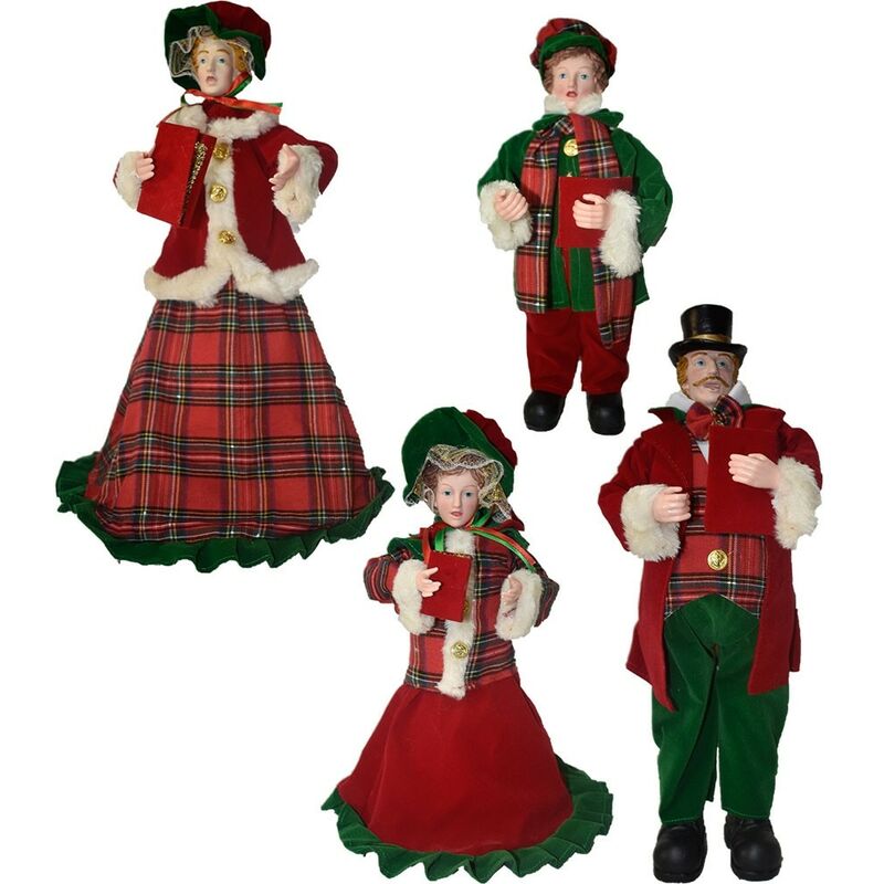 foto del prodotto cantori coro di natale famiglia cantanti in tessuto 4pz decorazioni natalizie addobbi negozio vetrine casa collezione