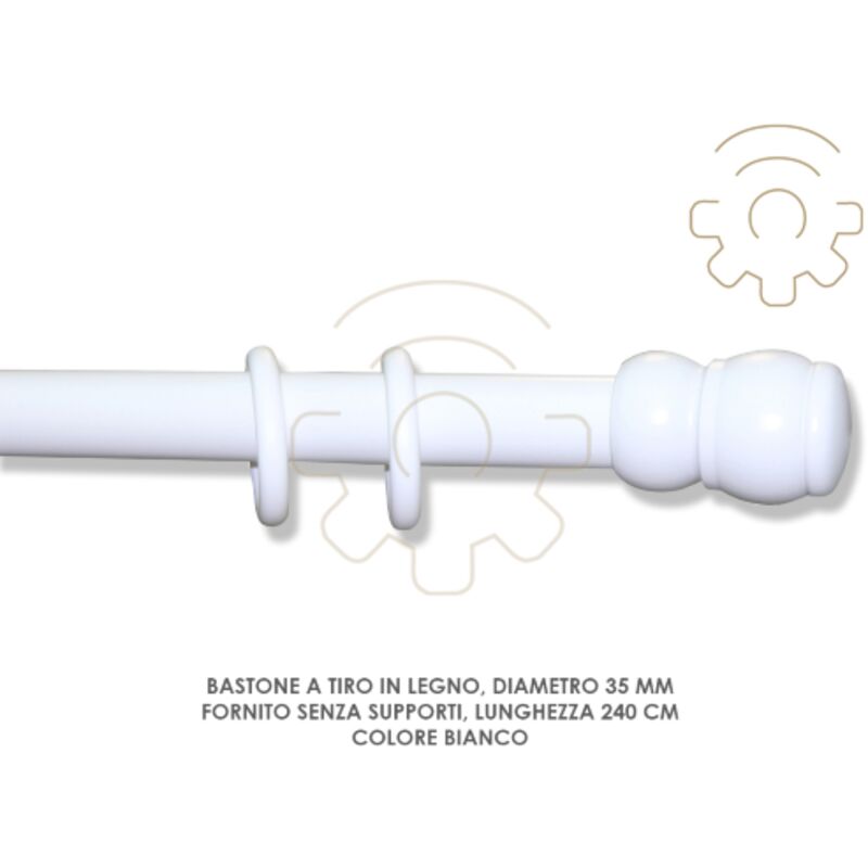 foto del prodotto capaldo bastone tenda a tiro legno bianco 35 mm lunghezza 240 cm senza supporti