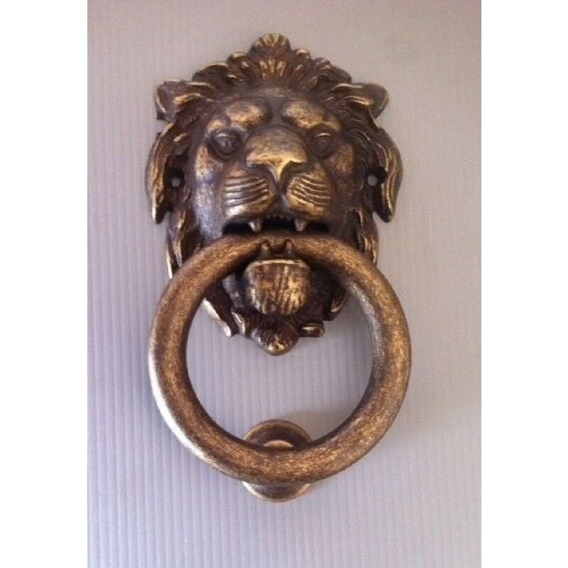 foto del prodotto capaldo - battente battocchio per portone in ottone anticato mod.leone - salone