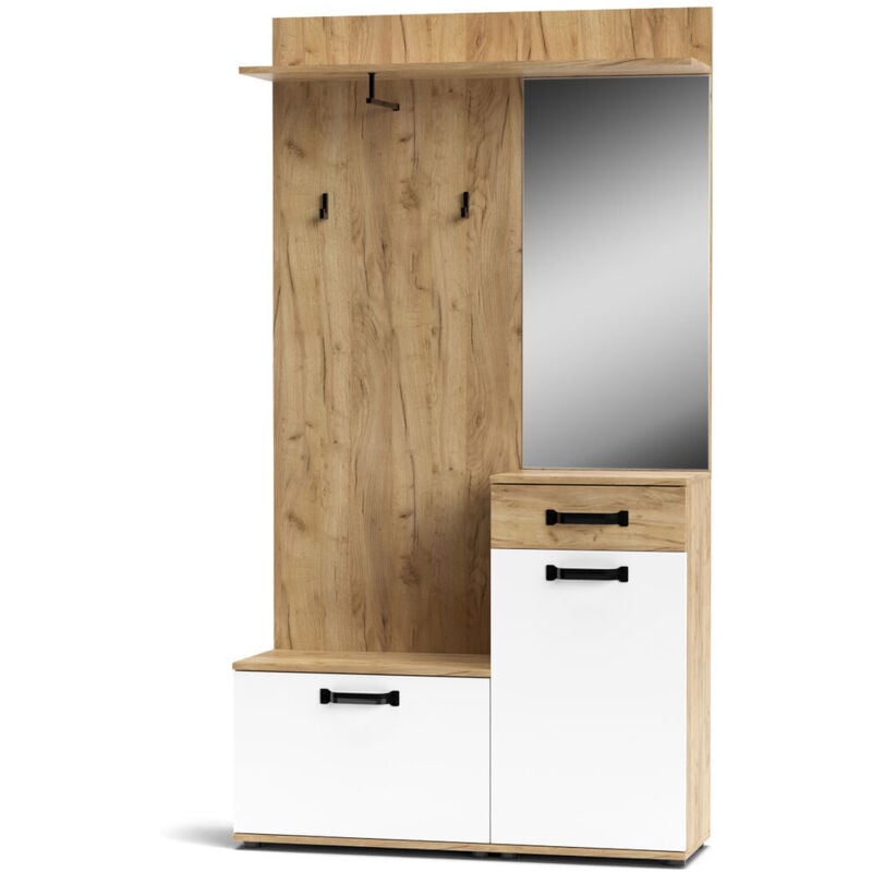foto del prodotto capaldo kit mobile ingresso con specchio cm 104x32x190h mod. mosso rovere bianco