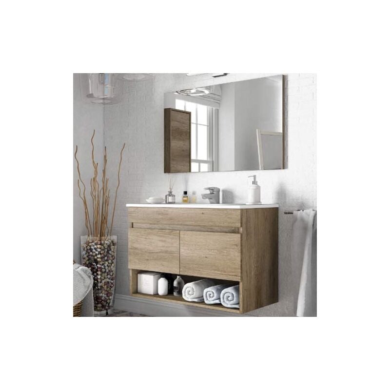 foto del prodotto capaldo mobile bagno moderno sospeso 80 cm con due ante e un