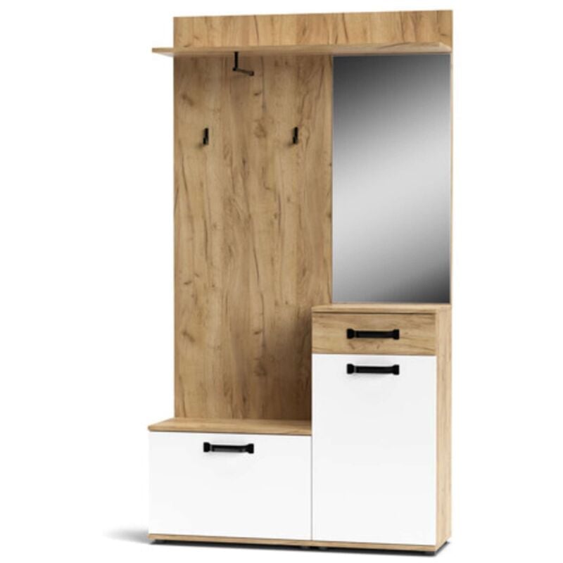 foto del prodotto capaldo mobile ingresso con specchio cm 104x32x190h mod. mosso rovere bianco