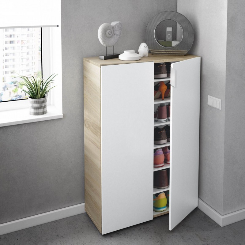foto del prodotto capaldo scarpiera 2 ante 72x36x103 cm rovere bianco artik con 6 ripiani
