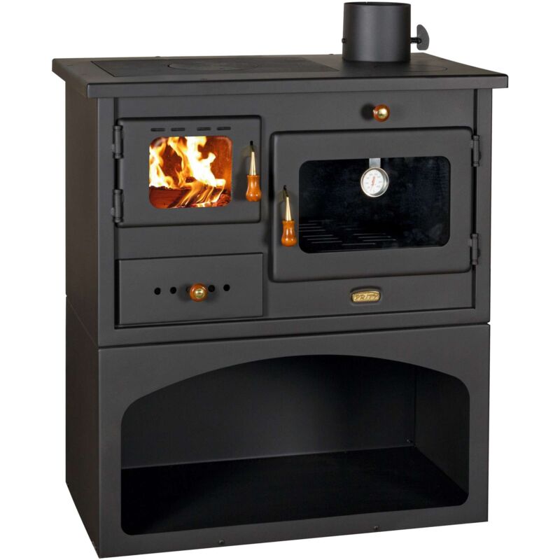 foto del prodotto capaldo stufa cucina a legna modello prity mia con forno nera 75x45x80 salone