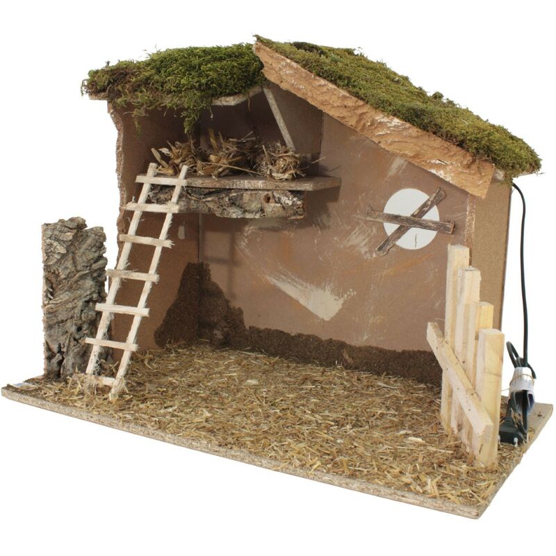 foto del prodotto capanna per presepe con scala e luci 60x35 cm 87468