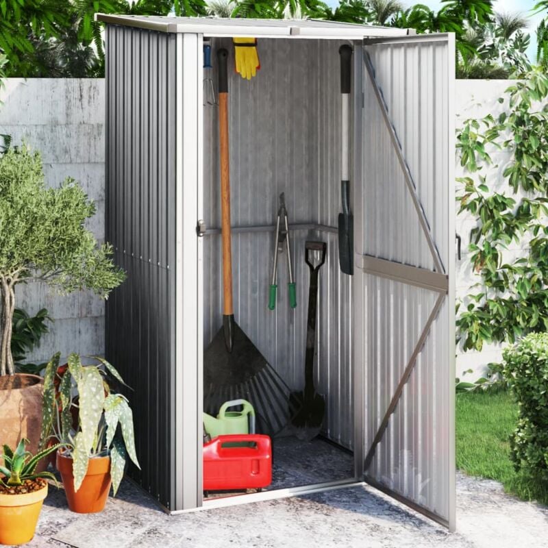 foto del prodotto capanno da giardino grigio 118,5x97x209,5 cm in acciaio zincato vidaxl 125299