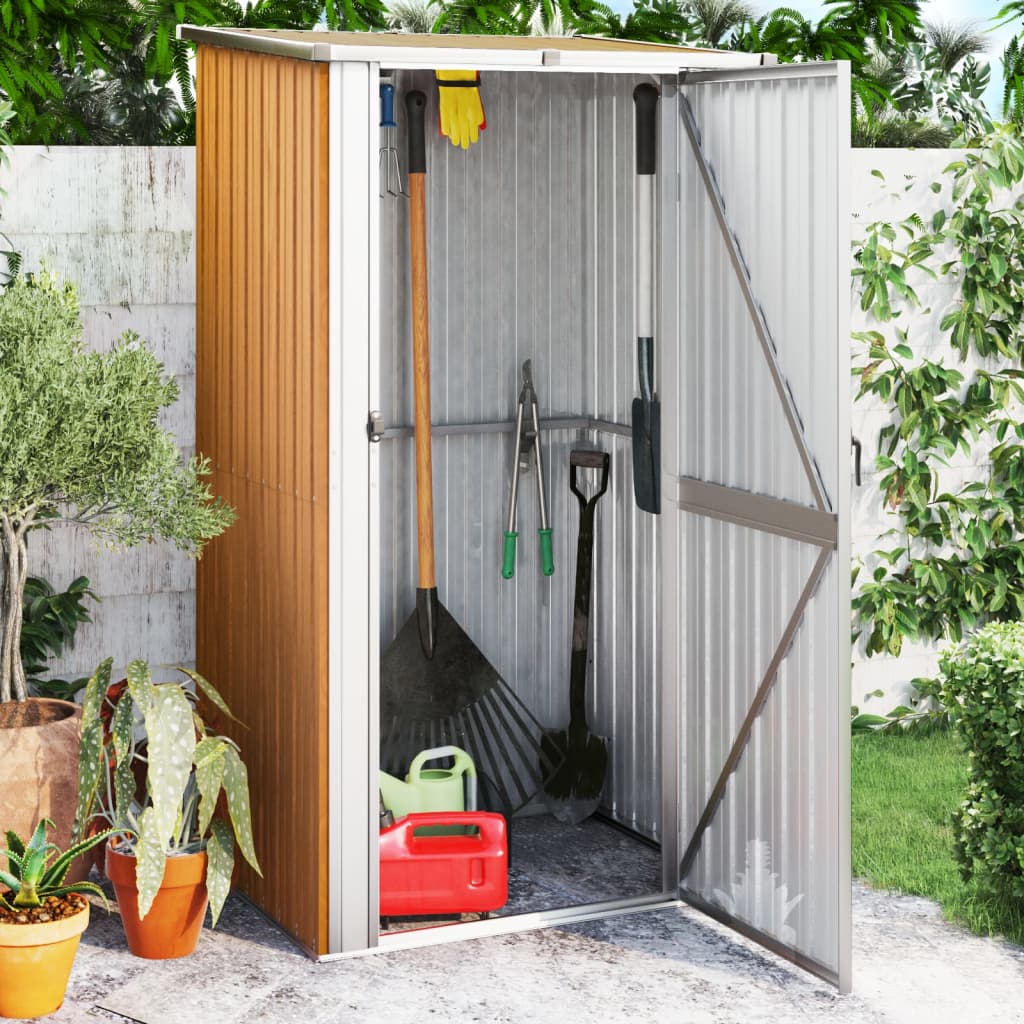 foto del prodotto capanno da giardino marrone 118,5x97x209,5 cm acciaio zincato