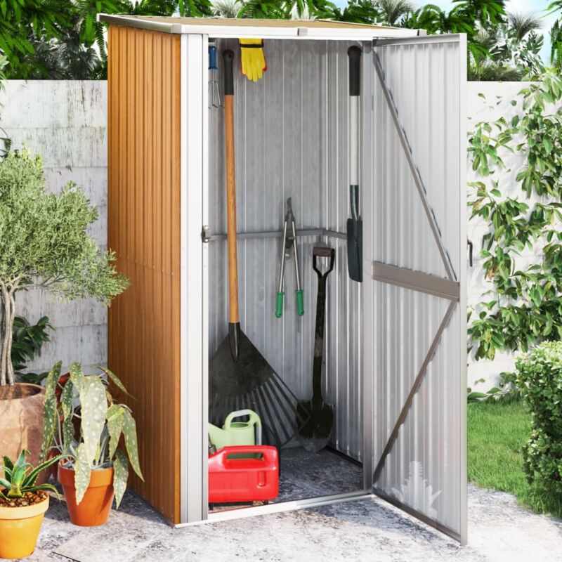 foto del prodotto capanno da giardino marrone 118,5x97x209,5 cm acciaio zincato vidaxl