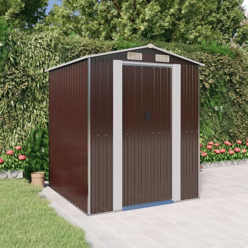 foto del prodotto capanno da giardino marrone scuro 192x191x223cm acciaio zincato vidaxl
