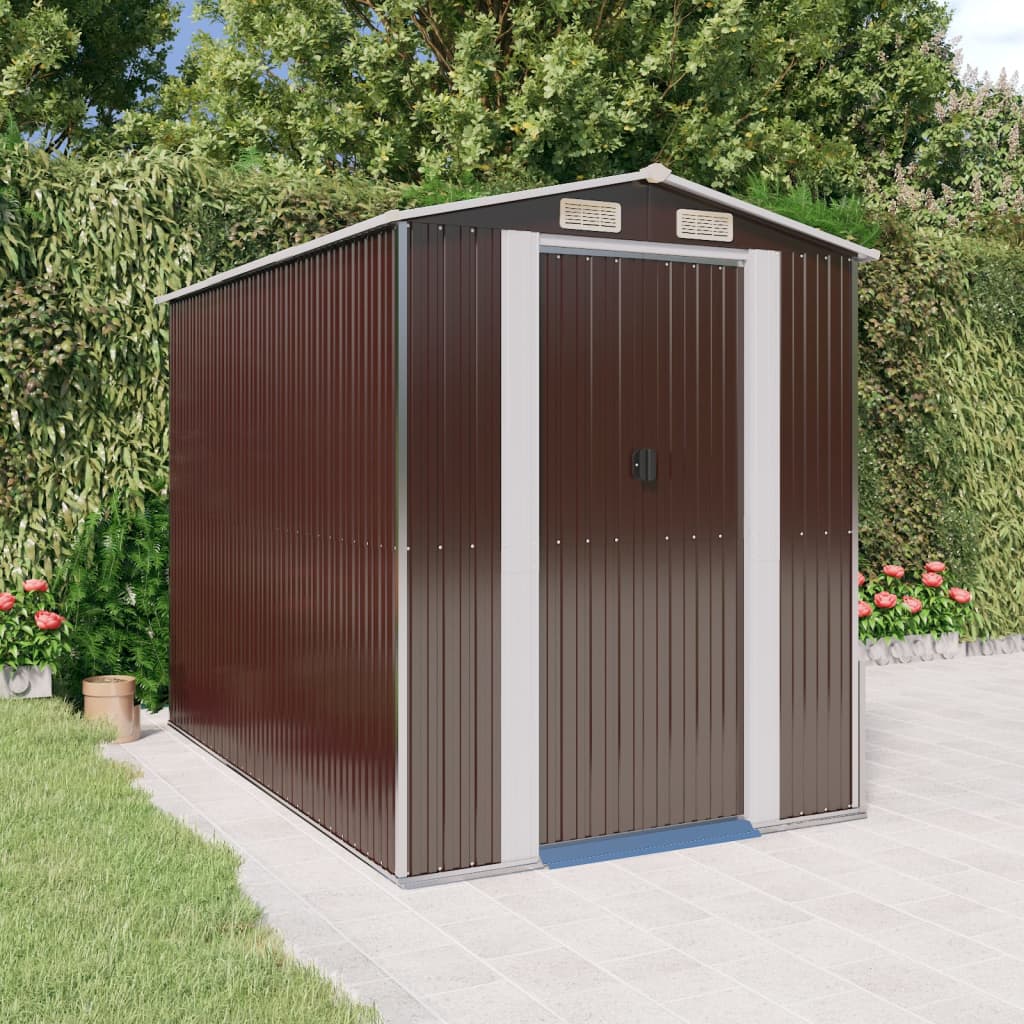 foto del prodotto capanno da giardino marrone scuro 192x274x223cm acciaio zincato cod mxl 65848