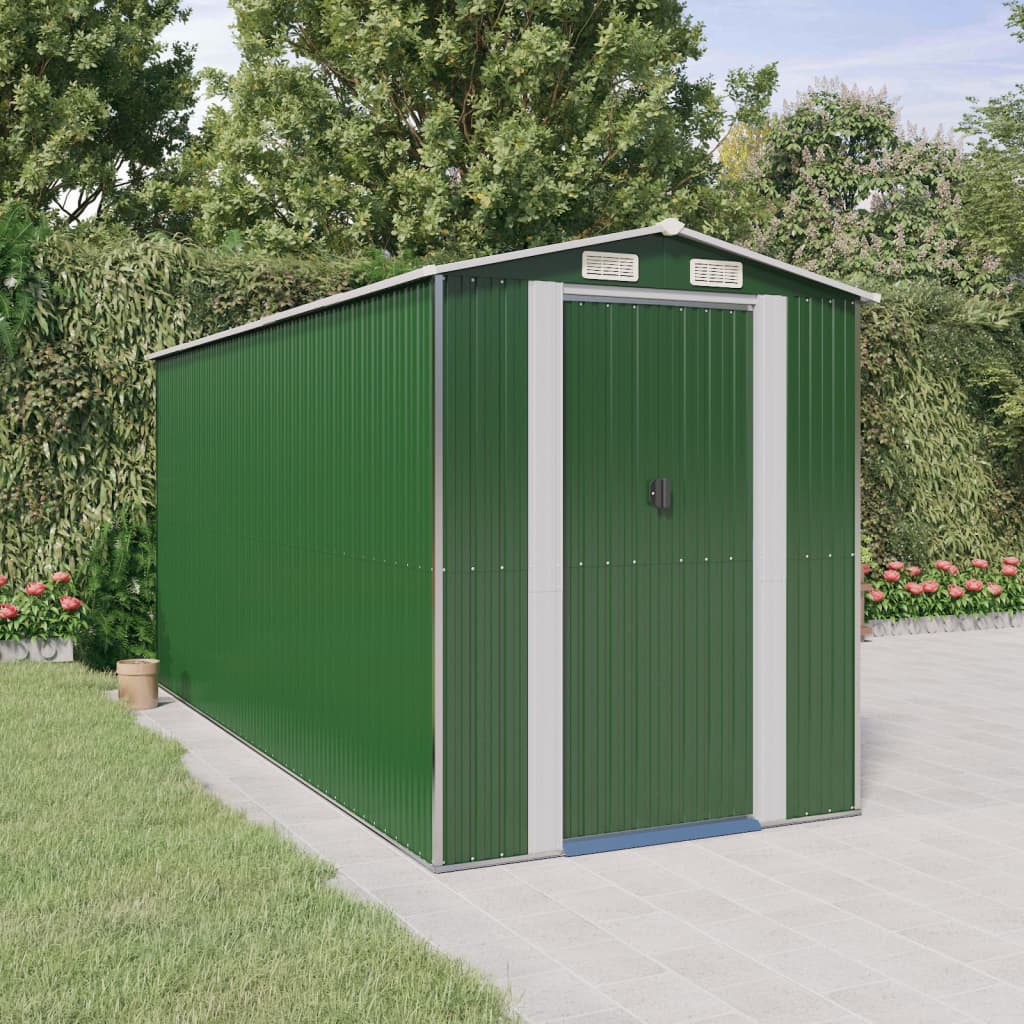 foto del prodotto capanno da giardino verde 192x440x223 cm acciaio zincato cod mxl 65888
