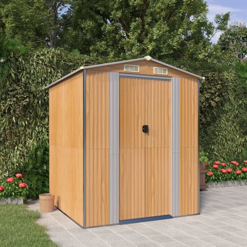 foto del prodotto capanno giardino marrone chiaro 192x191x223 cm acciaio zincato vidaxl